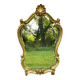 Beveled gilded wood mirror with violin shapes, Louis XV baroque style shell