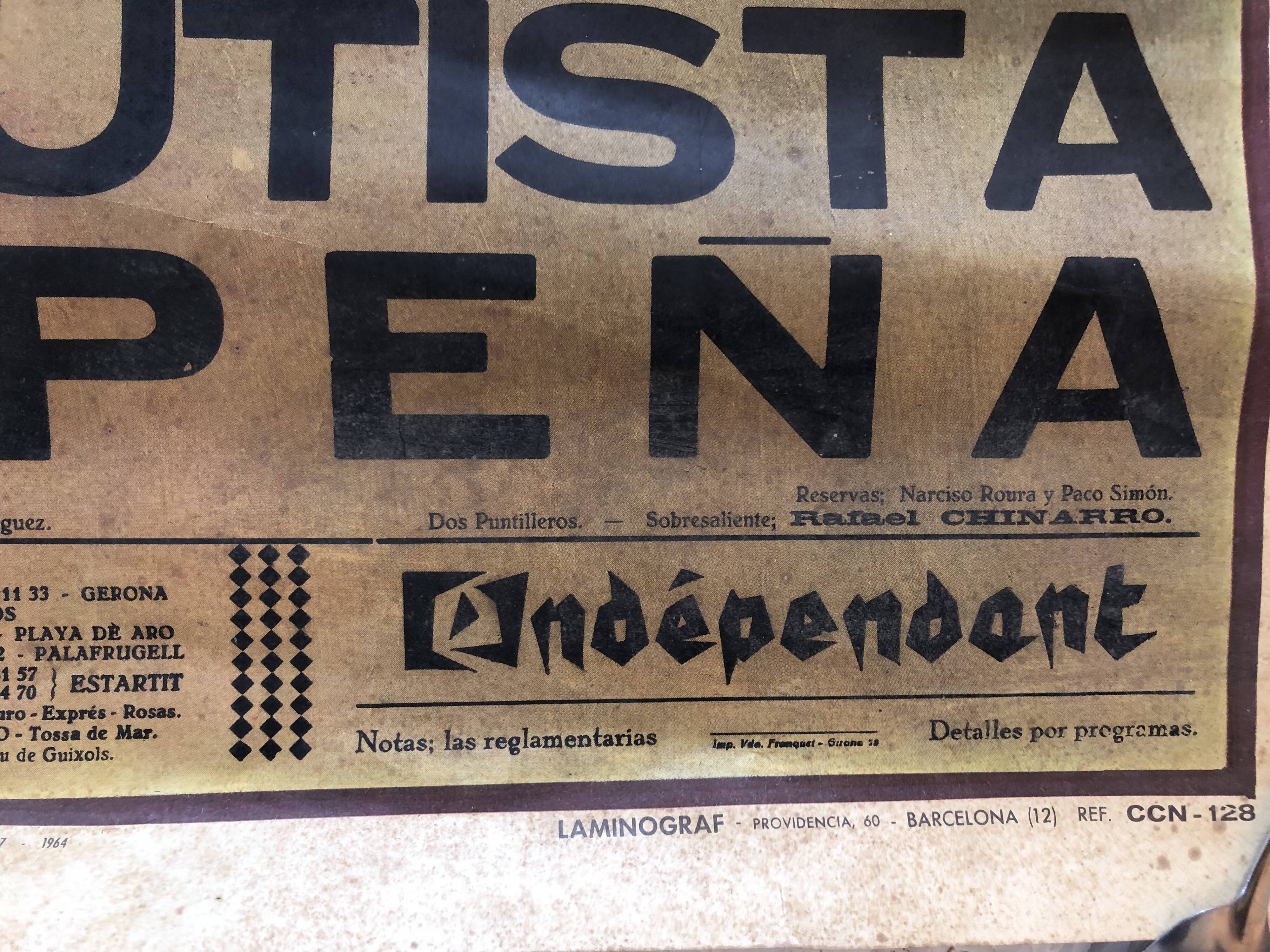 Corrida poster 1978 girona spain rejoneador bull toro bullring toreador picador banderillas