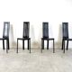 Vintage black leather dining chairs, set of 4, 1980s