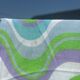 Flat sheet in printed psychedelic blue-green tergal.