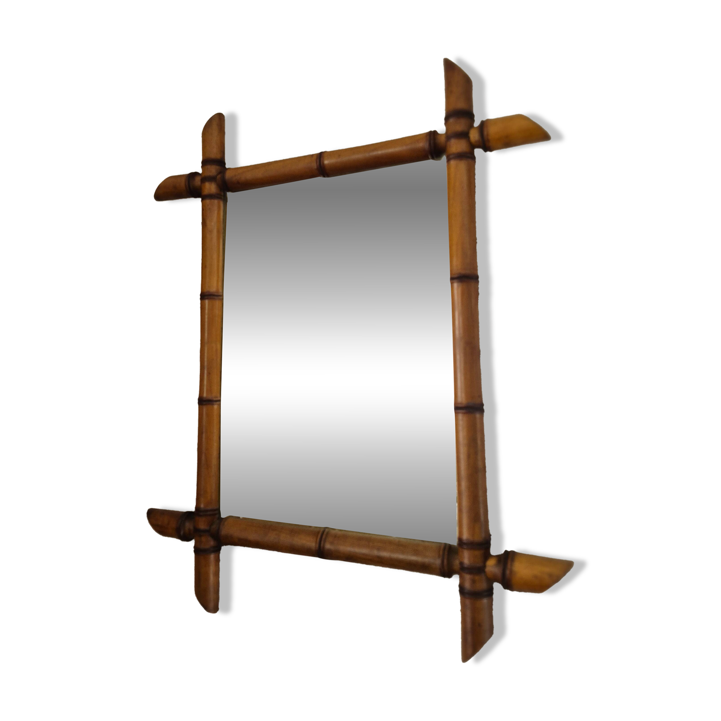 Vintage Belle Epoque Bamboo Turned Wood Mirror