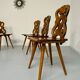 Set of 6 Alsatian double heart chairs in solid oak, early 20th century