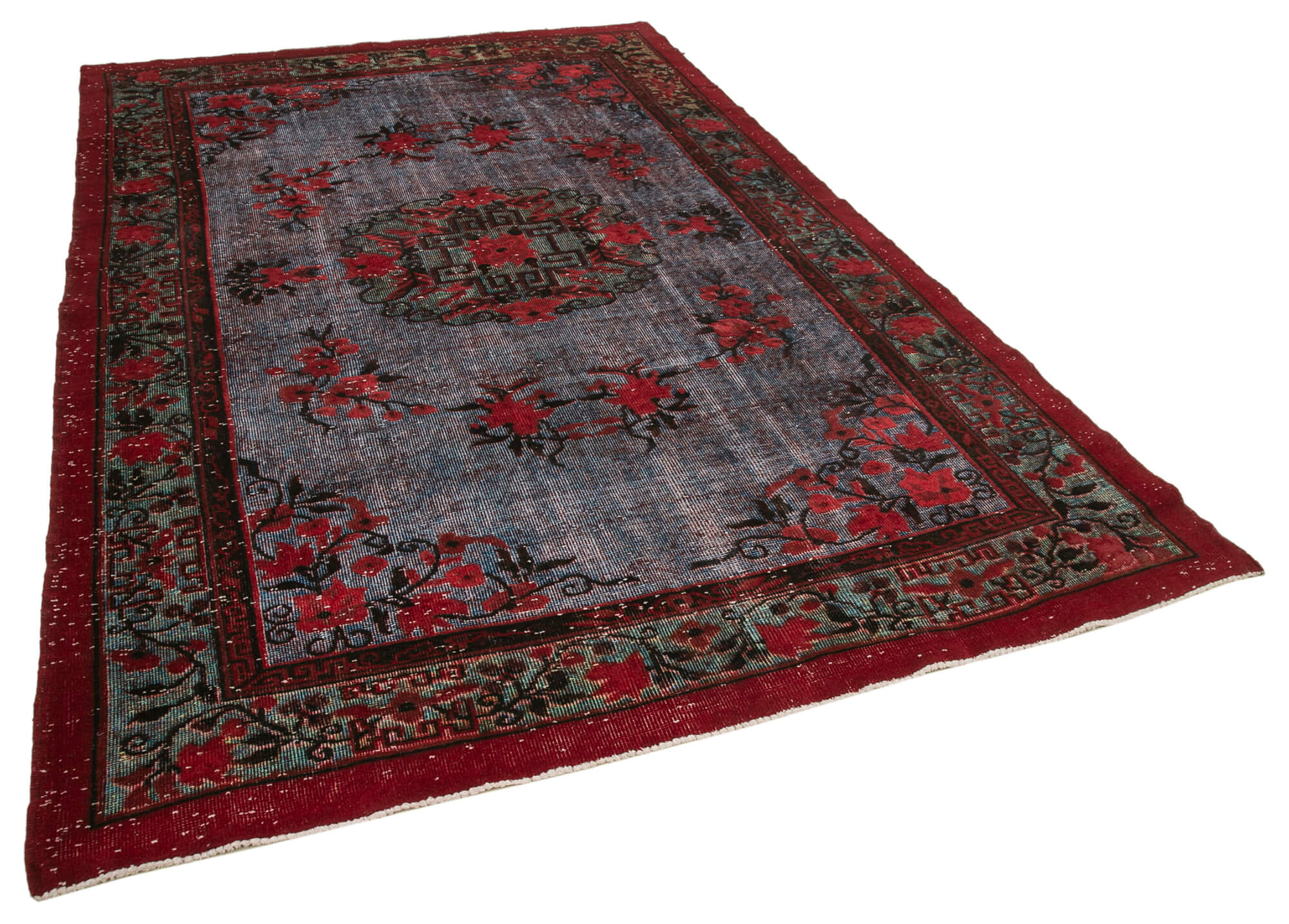 Handmade anatolian 1980s 196 cm x 302 cm red rug