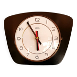 Vintage formica clock silent trapeze wall pendulum "Diehl black white"