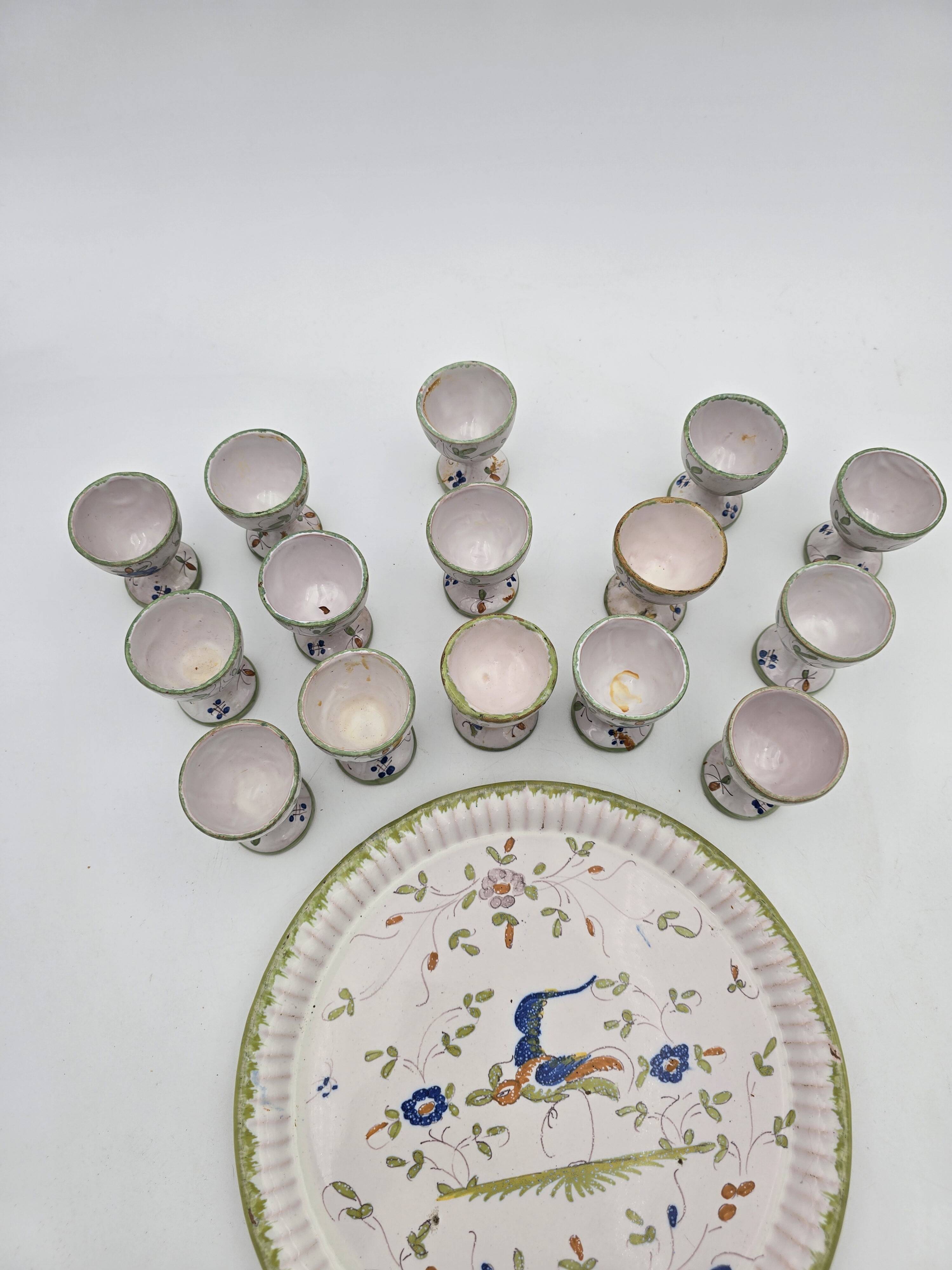 Moustiers Set - Plate, pot and 15 egg cups