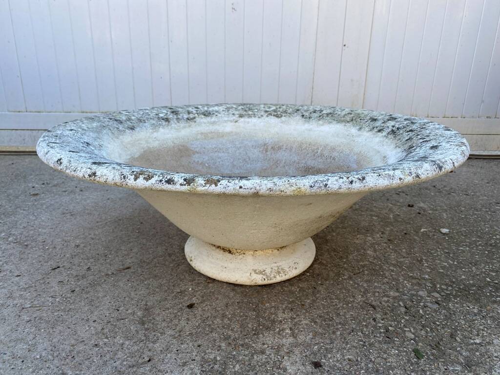 Vintage 1950s concrete stone composite planter bowl