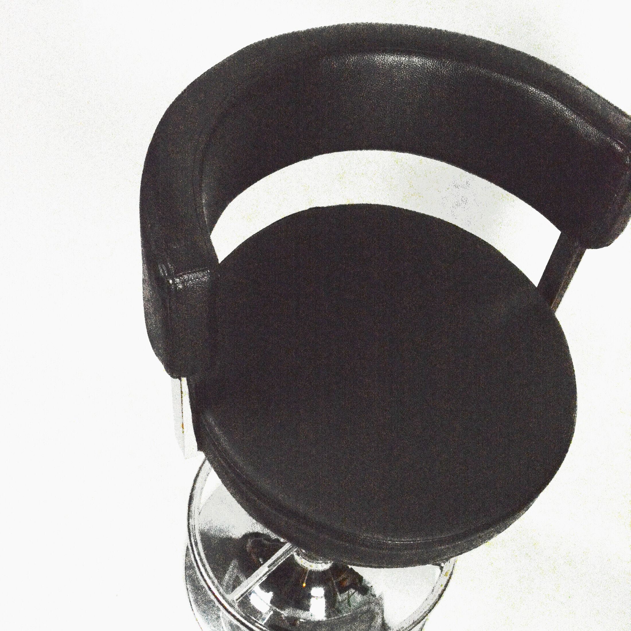 Bar stool black, eco-leather, Germany 90s