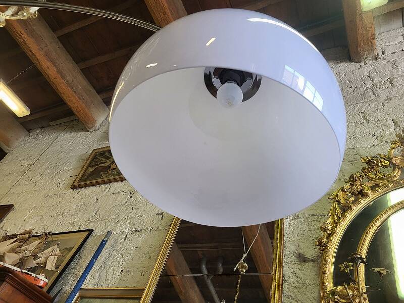 stainless steel and marble arc floor lamp