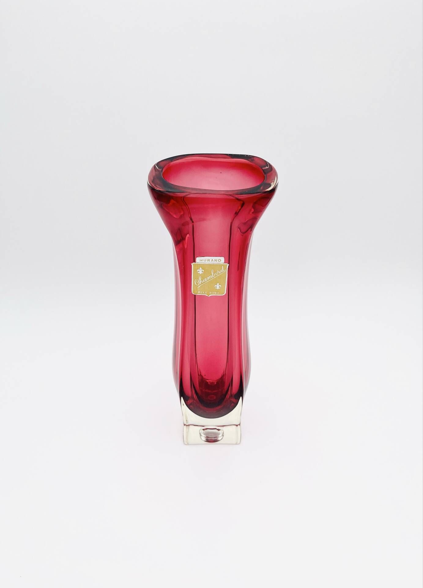 Murano Vase Fratelli Toso Chambord Sommerso Red Labelled 35cm