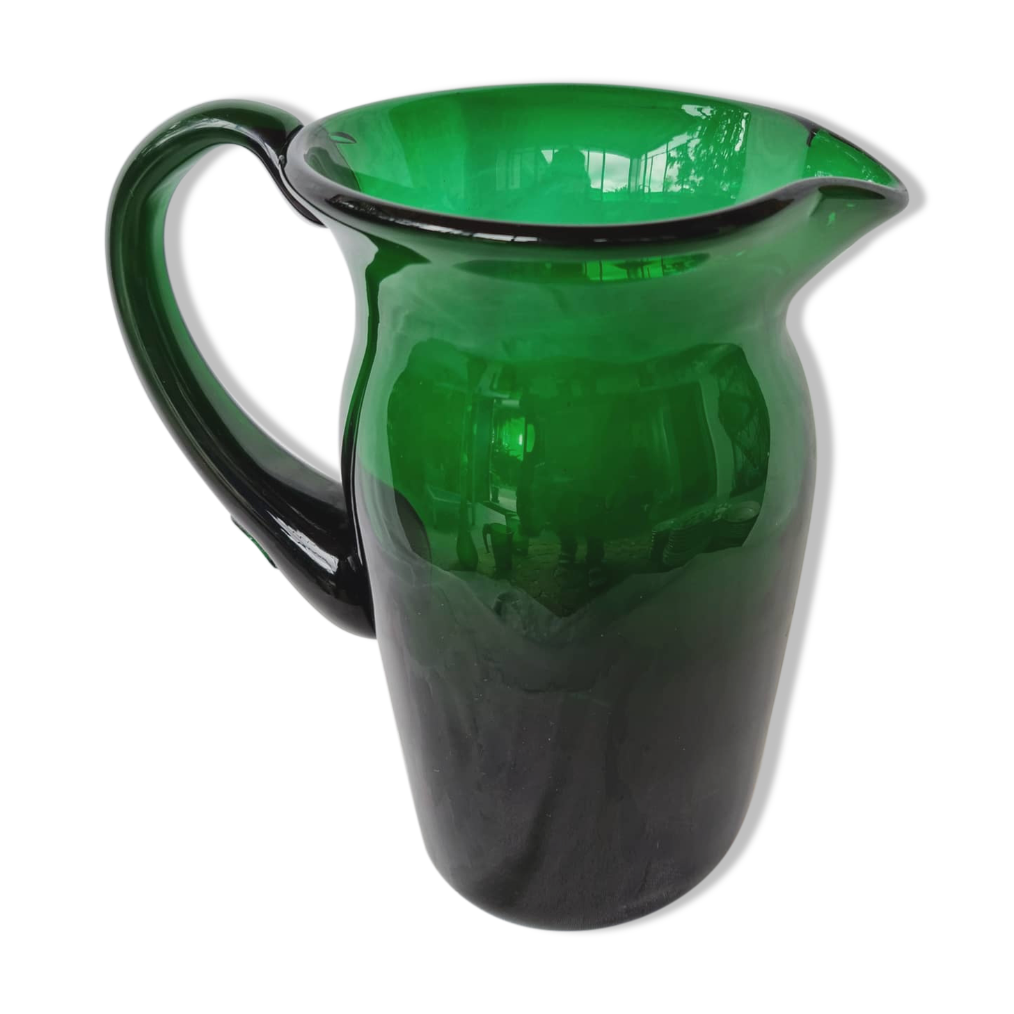 Green glass pitcher