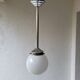 Opaline and chrome-plated metal globe pendant light – 1950s