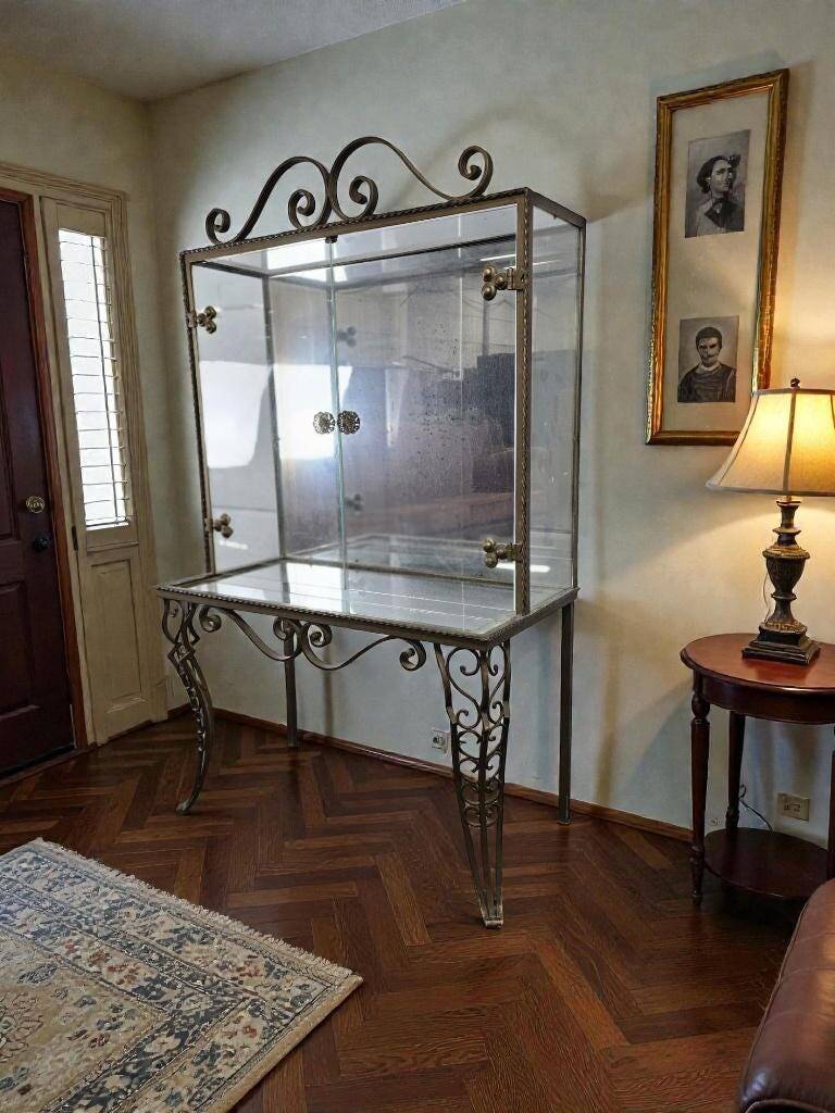 Vintage glass display case / shelf / rack