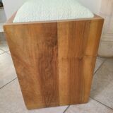 Antique Art Deco piano bench stool rosewood white bouclette fabric