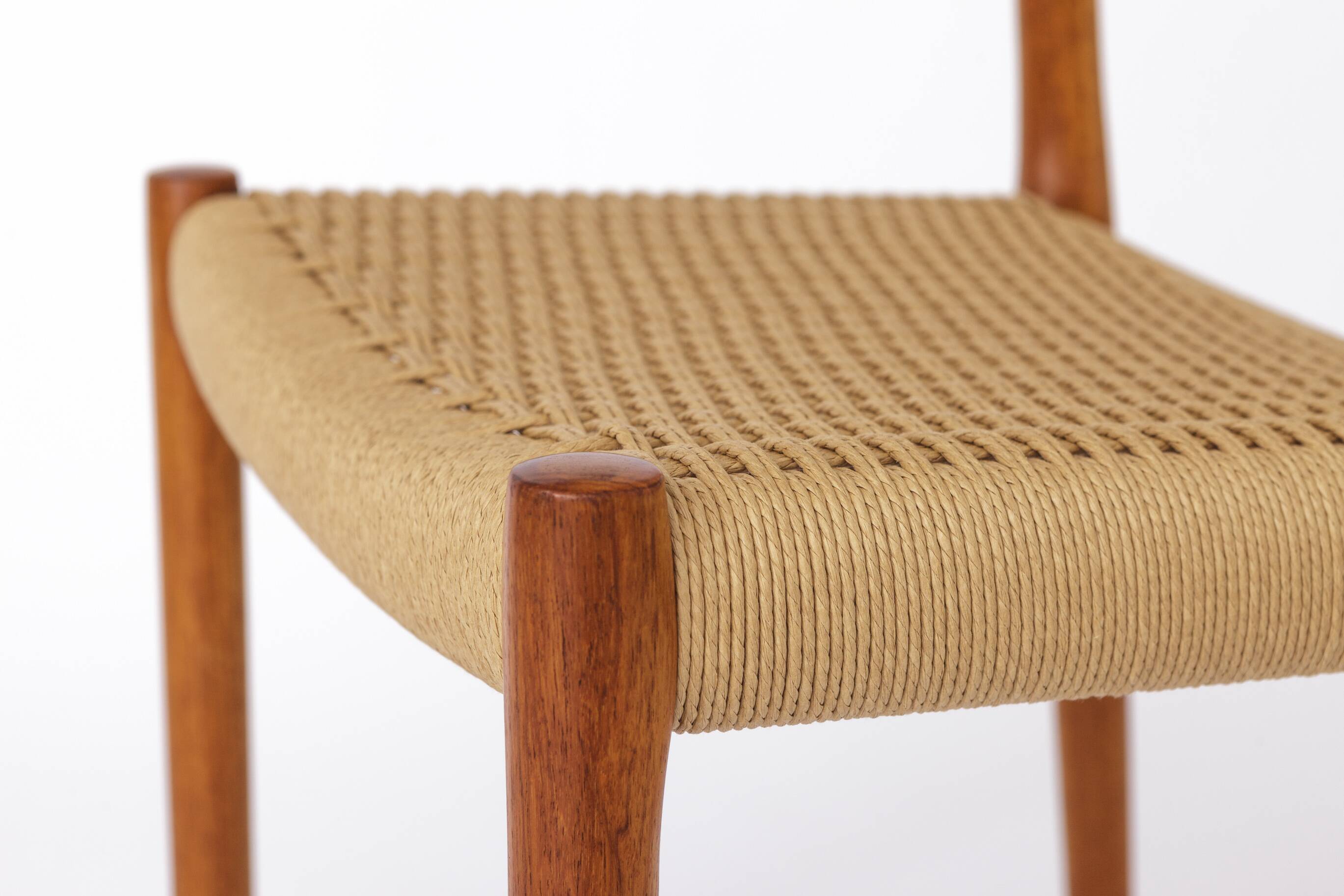 Set of 6 Niels Otto Moller Teak Dining Chairs, Model 84, 1976 –Renewed Cord