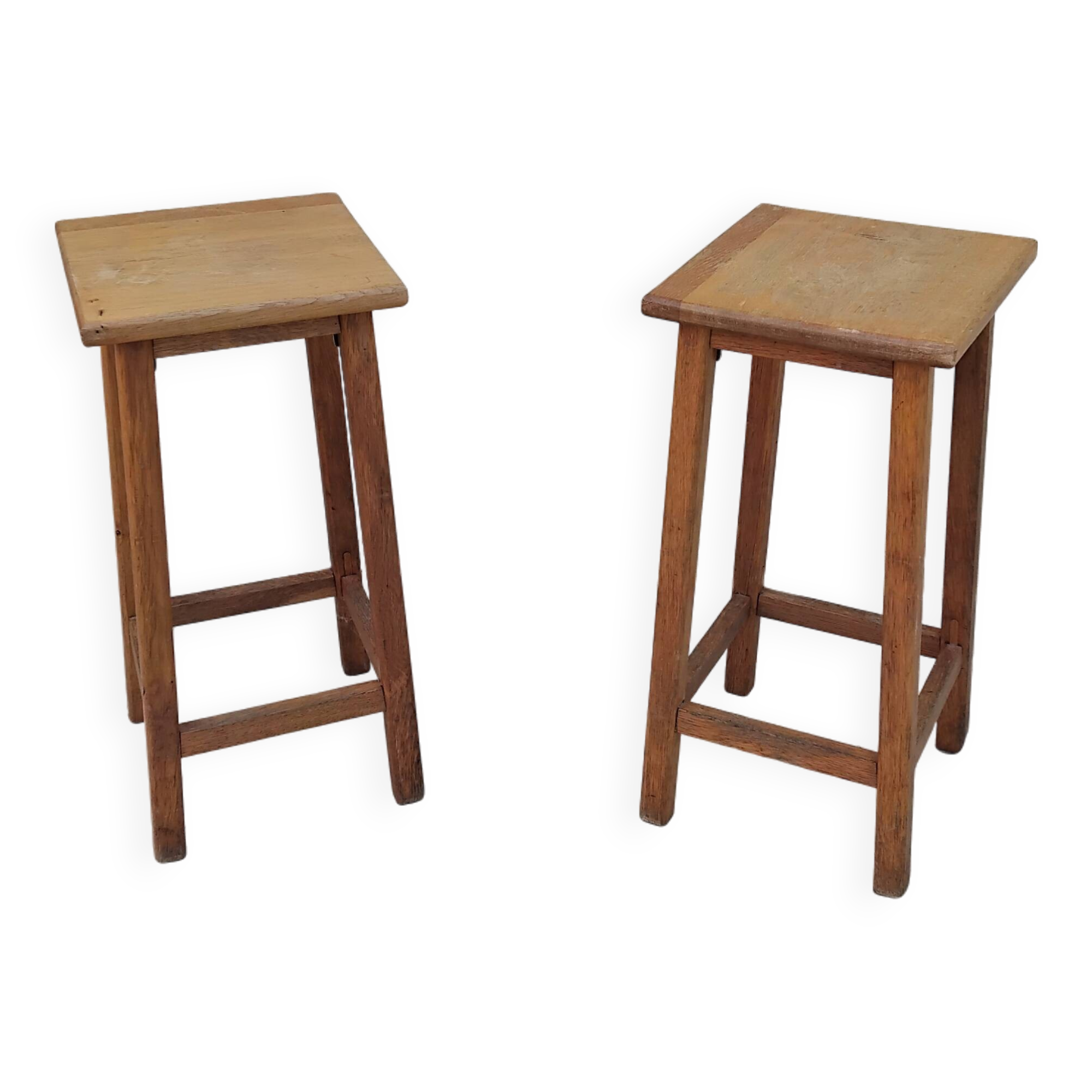 Pair of vintage pine stools from the 80s