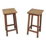 Pair of vintage pine stools from the 80s