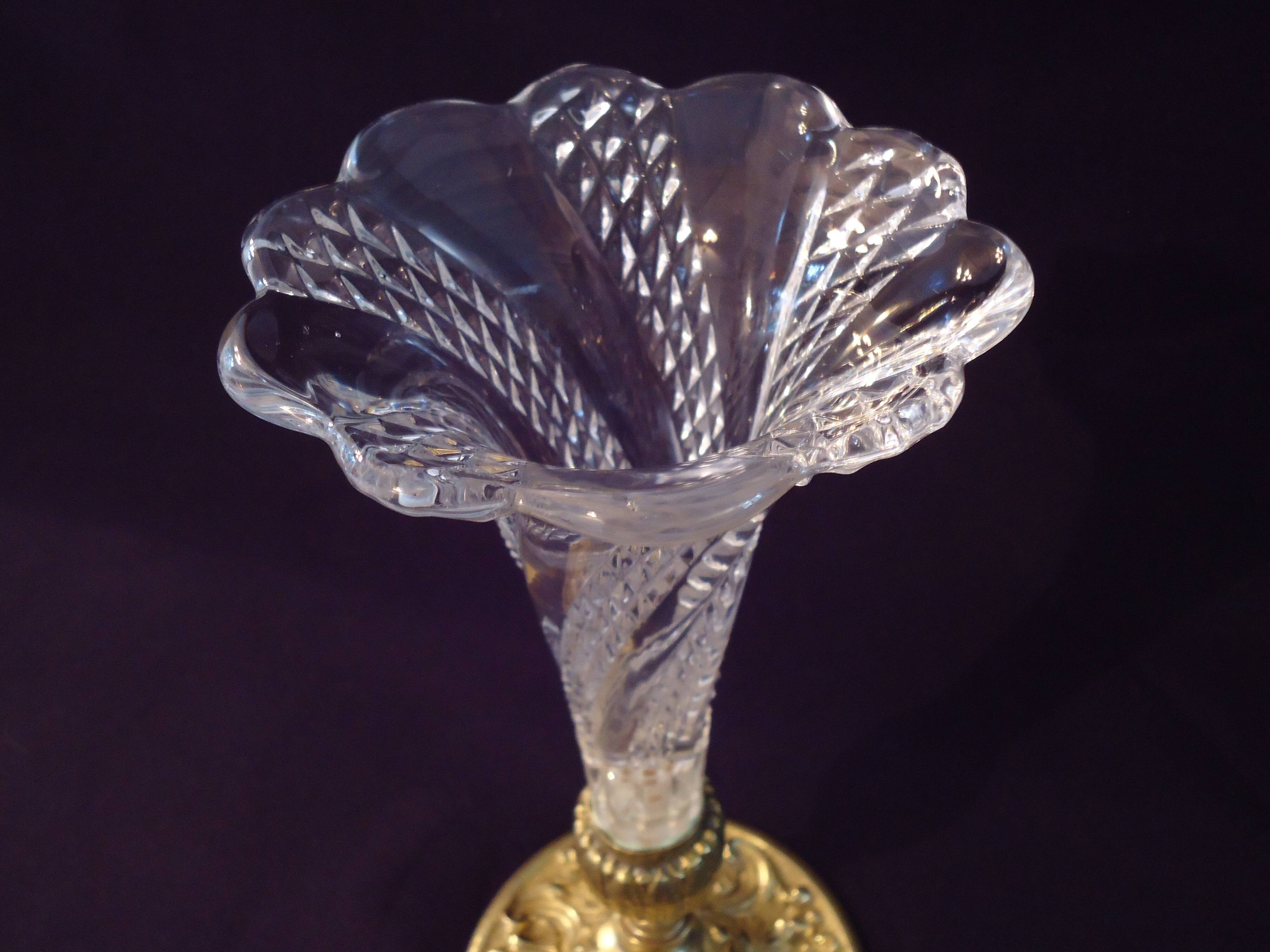 Cornet or tulip vase, centrepiece, Baccarat crystal 19th century