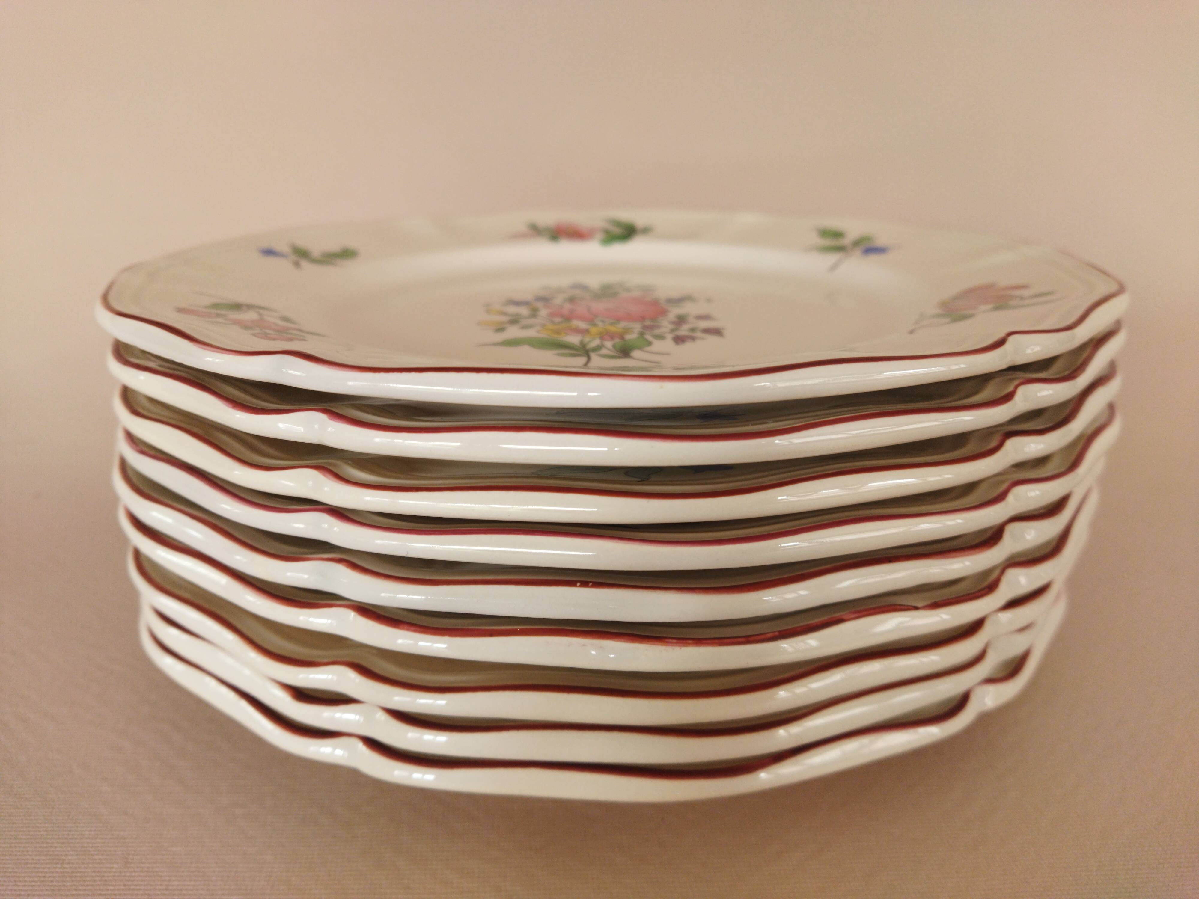 9 dessert plates “Réverbère fin” KG Lunéville
