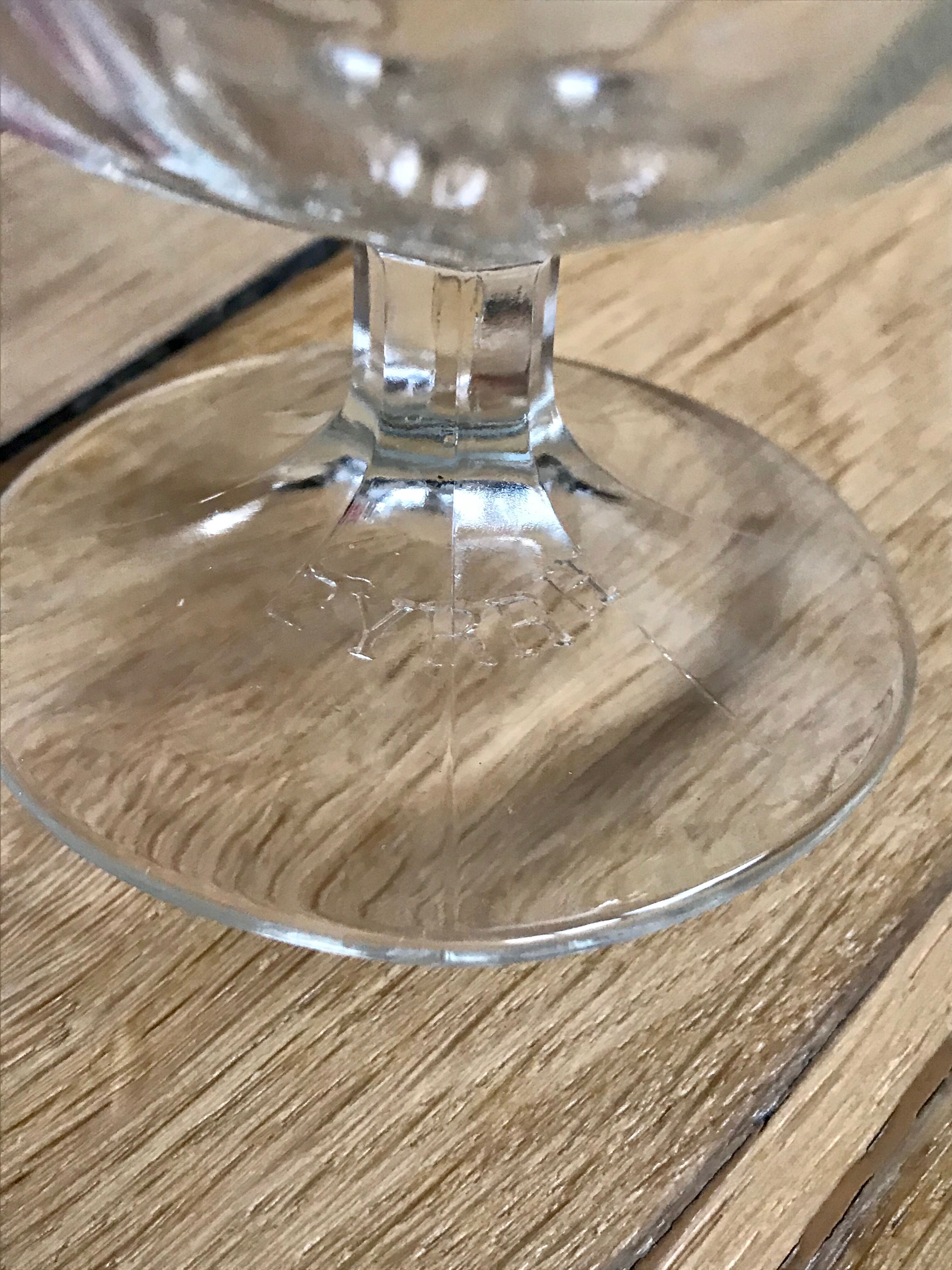 Lot of 6 moulded glass champagne glasses