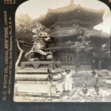 Old photography stereo, stereograph, luxury albumine 1903 Lama Temple, Beijing, China