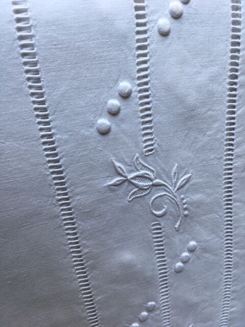 Antique linen sheet embroidered hand with monogram t d 226 cm x 324 cm
