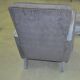 Art Deco grey armchair in fabric and silver-painted wood with brass studs, 1930s