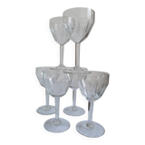 Set of 6 cut glass wine glasses