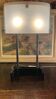 70's design lamp. Chrome with white and smoked grey Plexiglas.