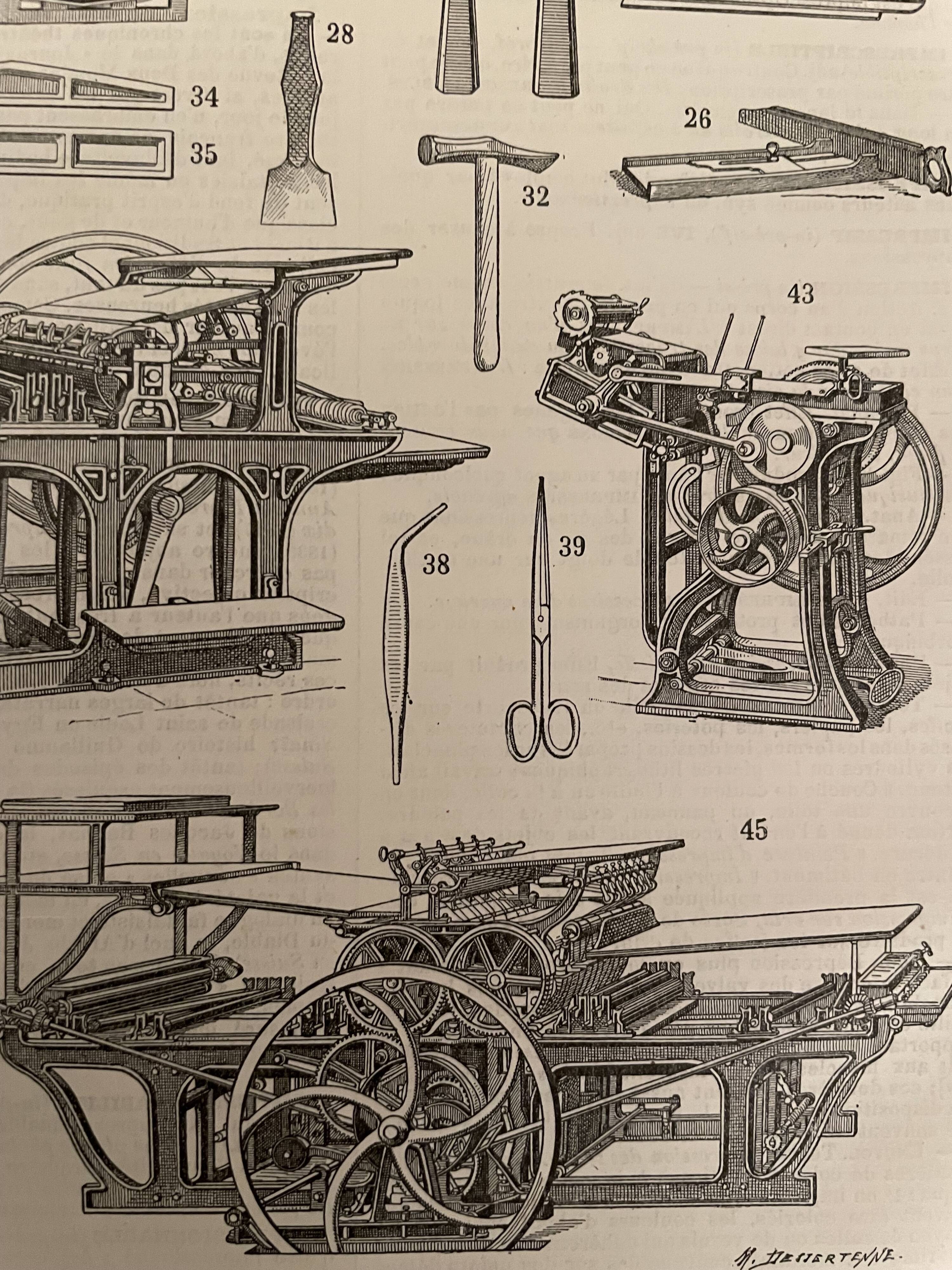 Lithograph engraving on the printing press of 1897