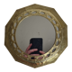 Vintage Moroccan mirror in hammered brass with openwork decoration, 22 cm