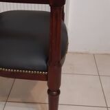 fauteuil de bureau style Louis XVI, acajou ,fin XIXè restauré à neuf