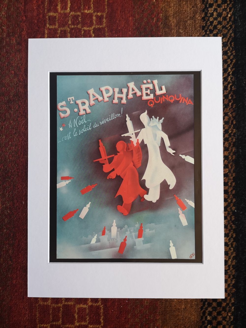 Affiche publicitaire saint raphael quiquina en couleur - impression originale de 1938