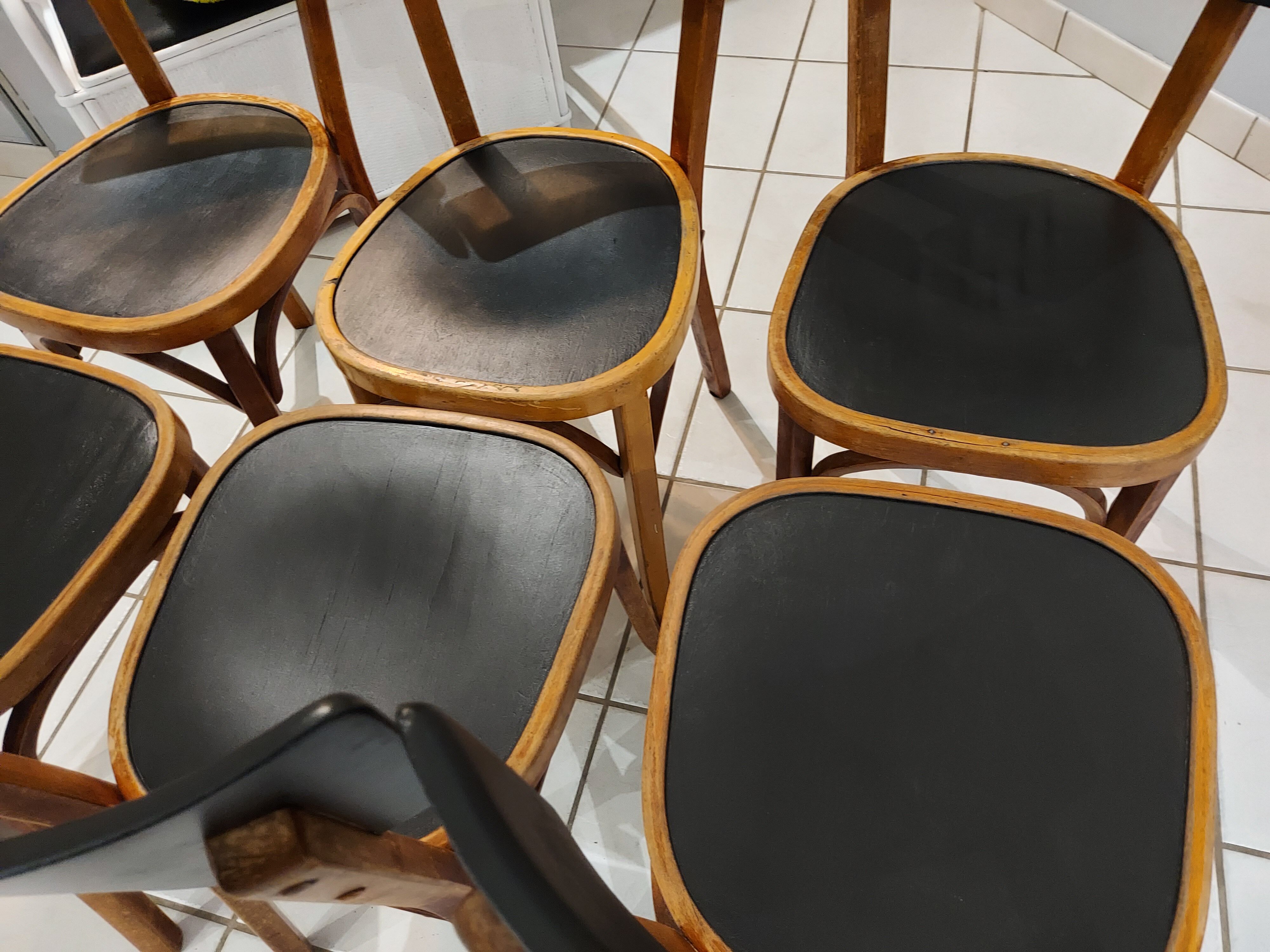 Suite de 6 chaises de bistrot Baumann années 1950
