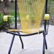 Lounge folding chair by André Montpoix in yellow scoubidou - 1960's
