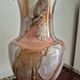 Vintage footed vase in white opaline, marbled/marble effect decoration from the 60s.