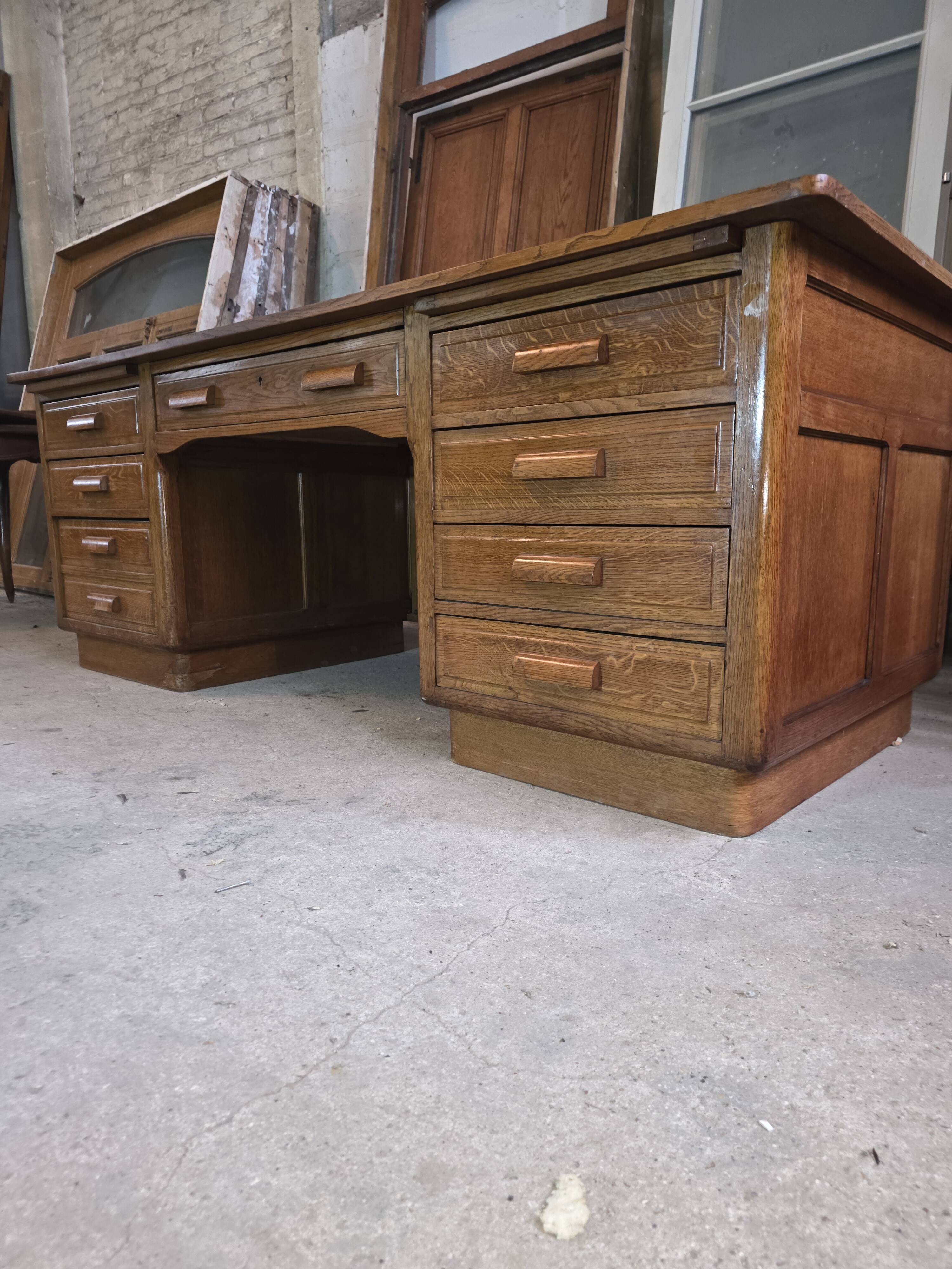 Bureau ministre XXL en chêne , 220 × 95 cm