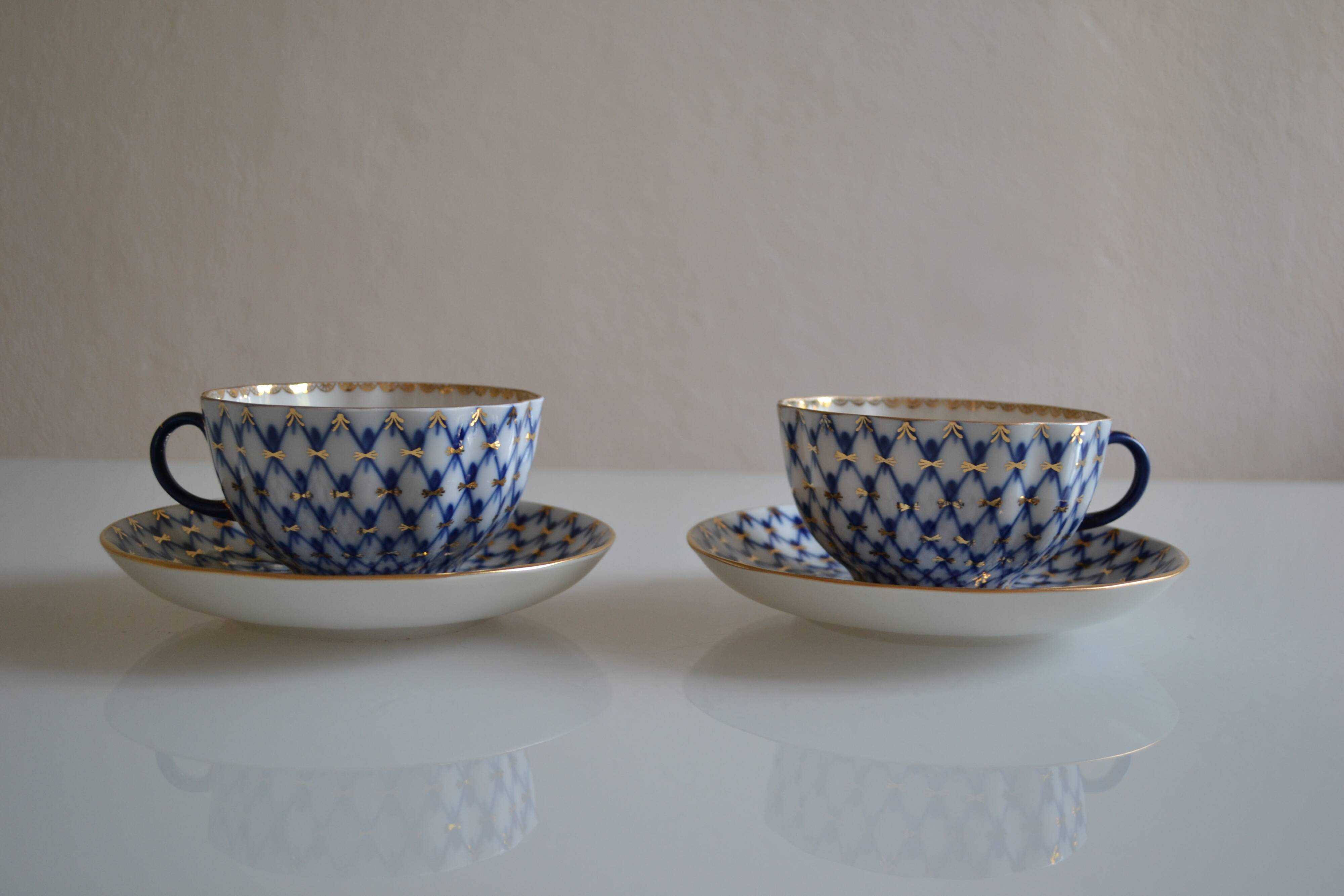 2 Russian Lemonosov porcelain tea cups