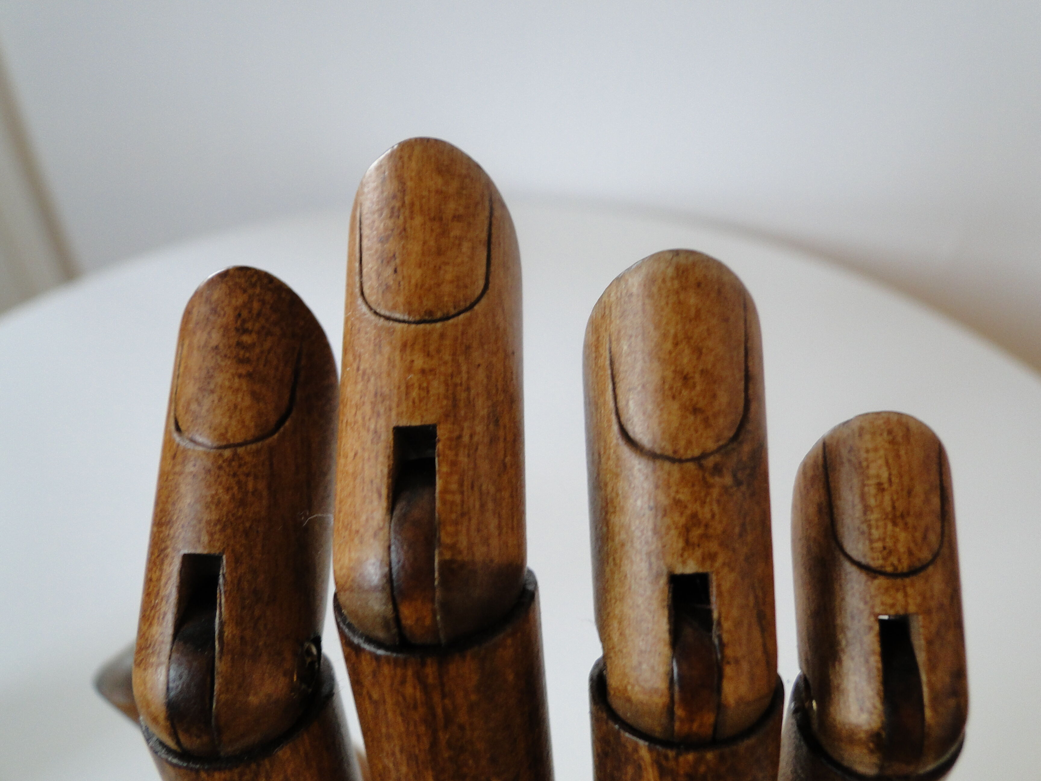 Pair of articulated wooden hands