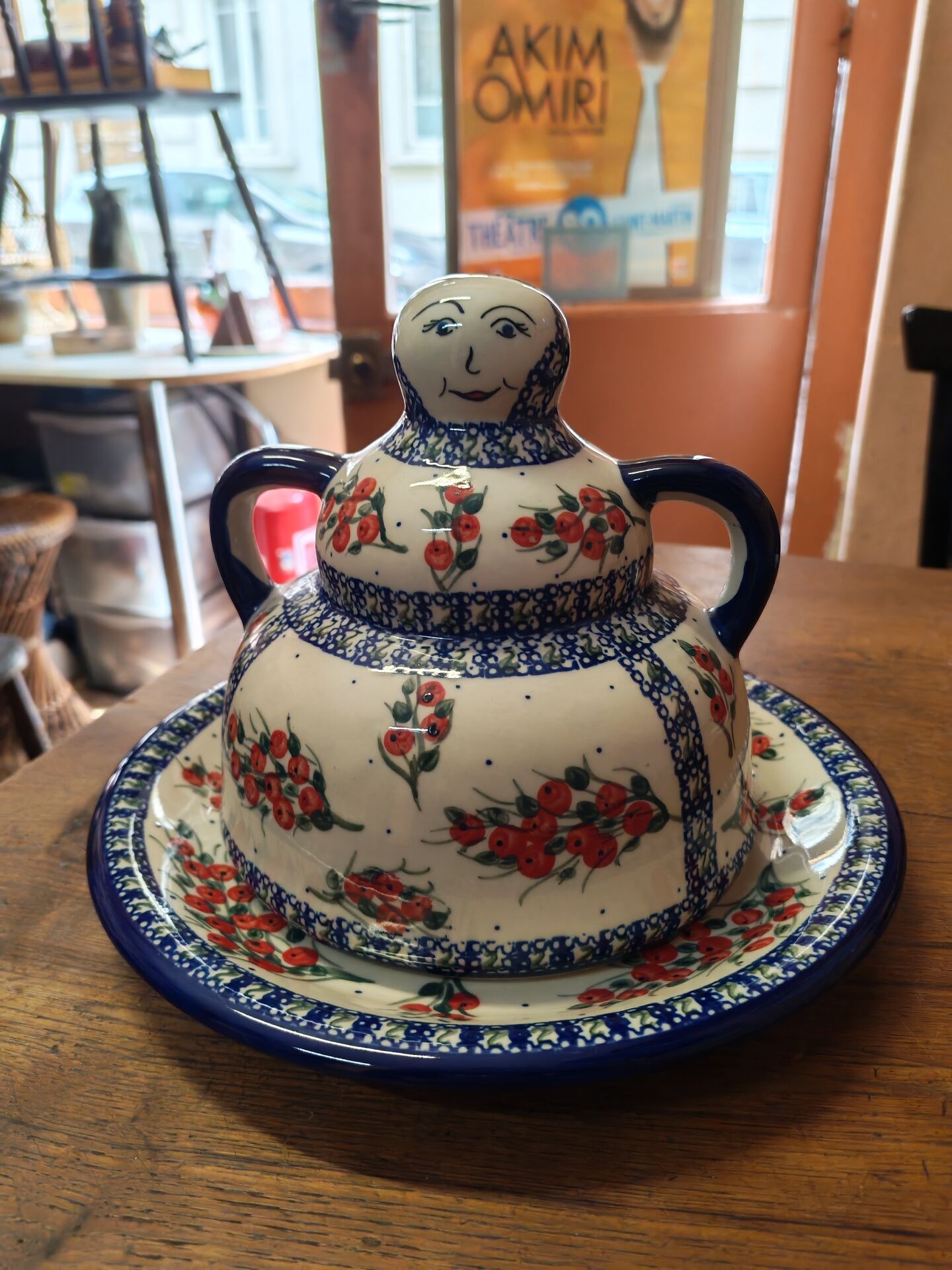 Cloche à fromage grès émaillée Boleslawiec Pologne