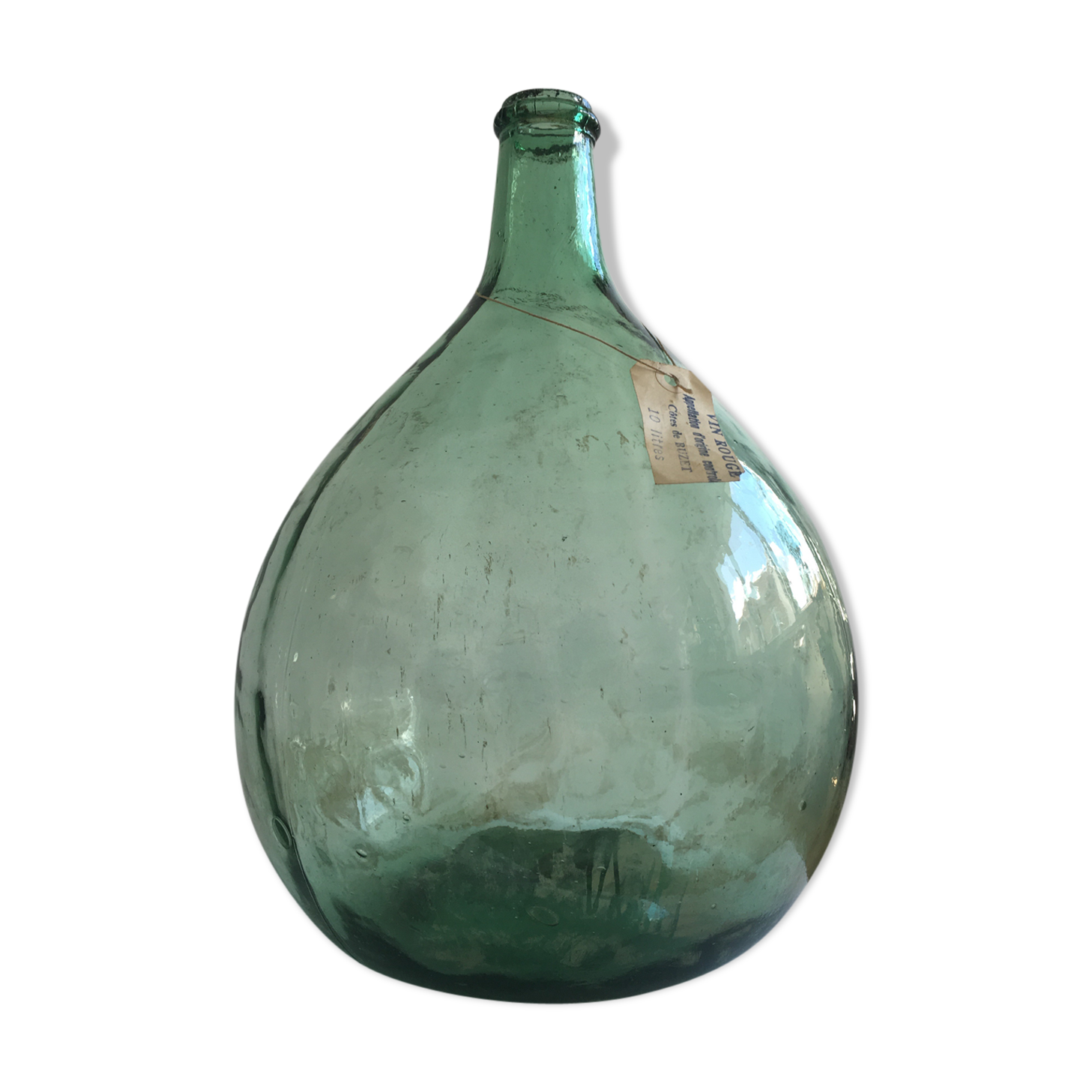 Ancient green demijohn 10L capacity