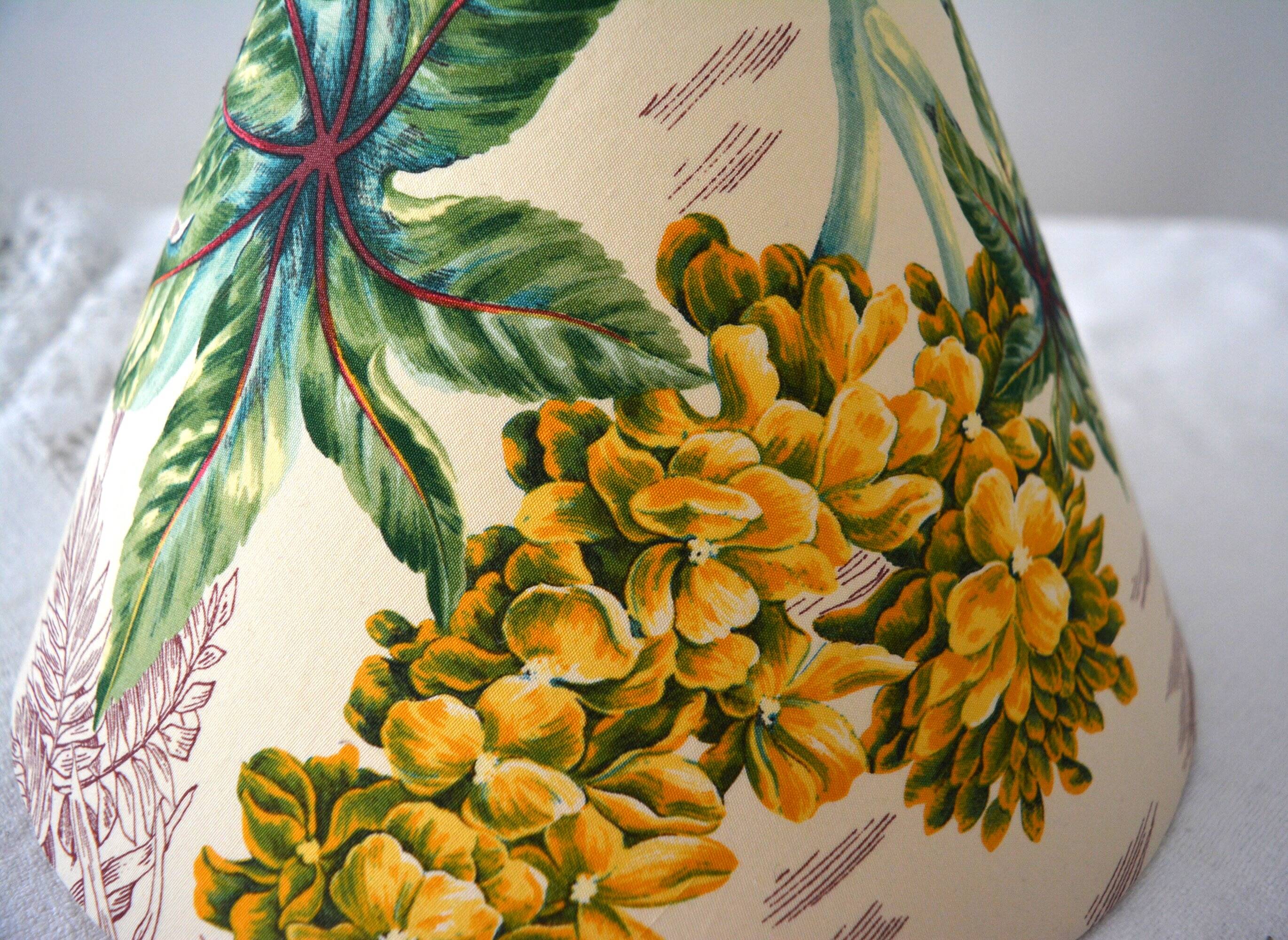 Lampshade, botanical vintage Jouy canvas, flowers