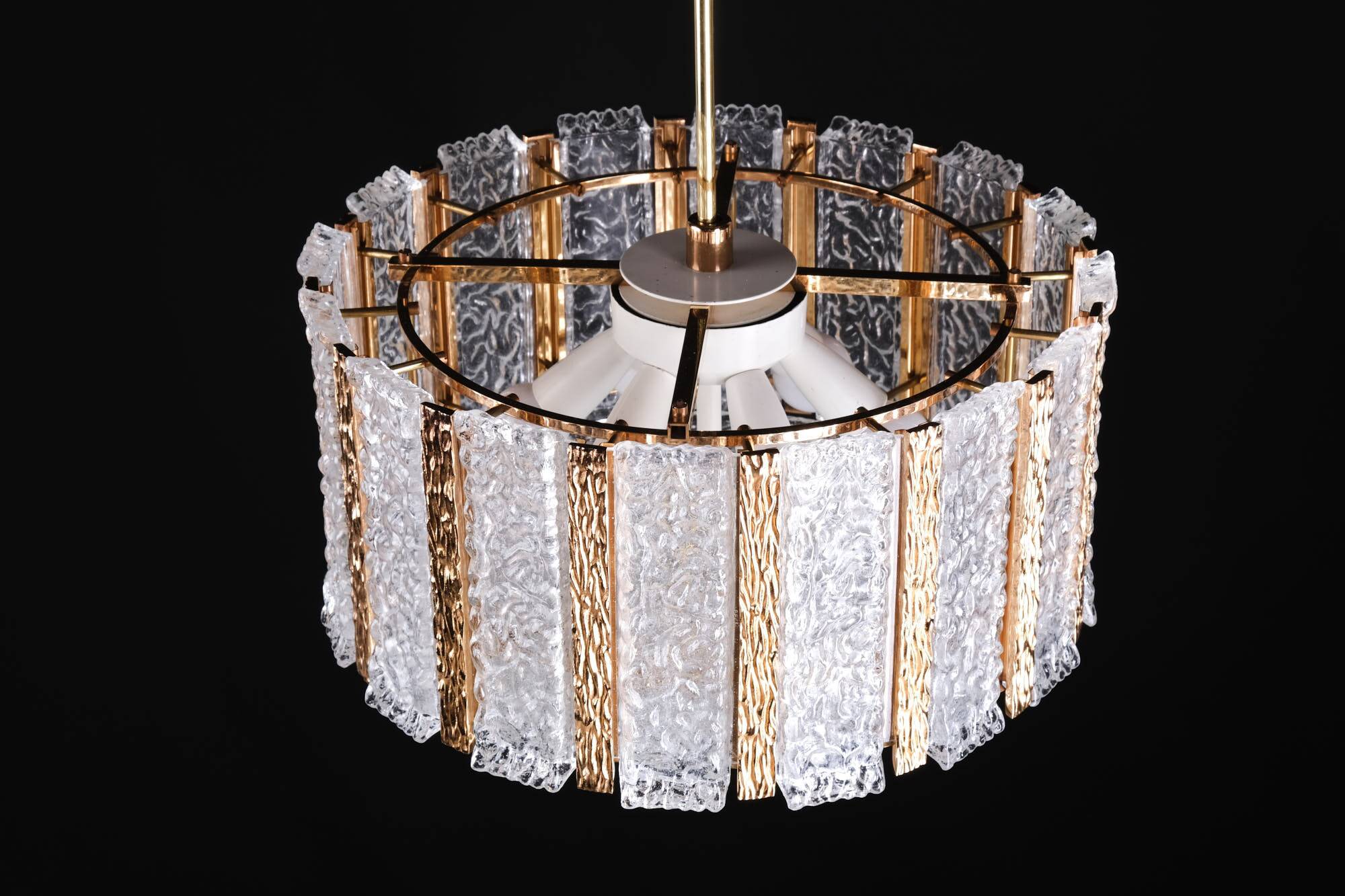 Vintage Kalmar lamp from the 60s, brass and glass