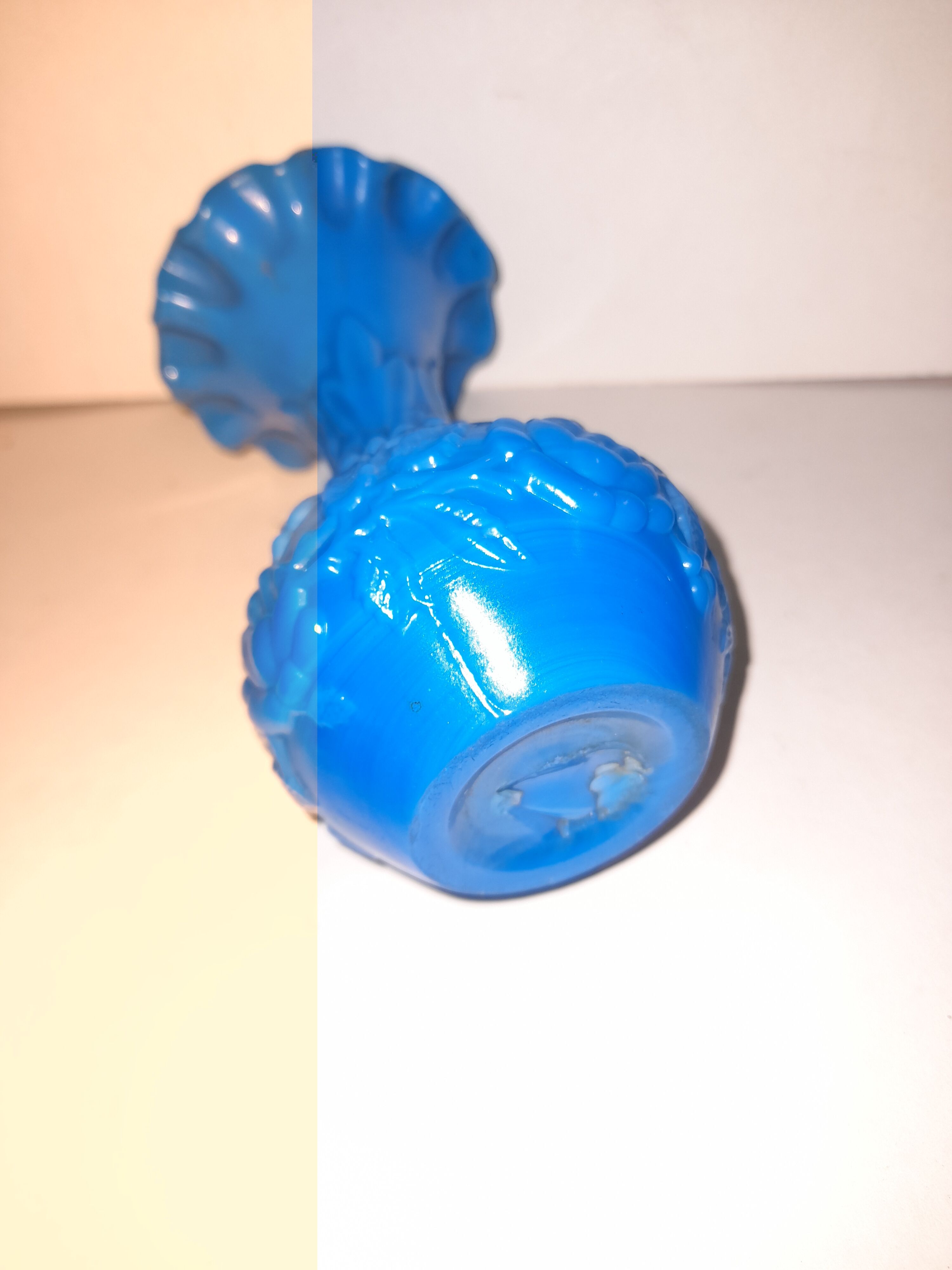 Coupe Opaline Bleue En Cristal De Portieux - Très Bon état