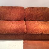 Vintage corner sofa modular velvet orange burned 70 years