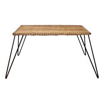Raoul Guy 50s wicker and metal coffee table