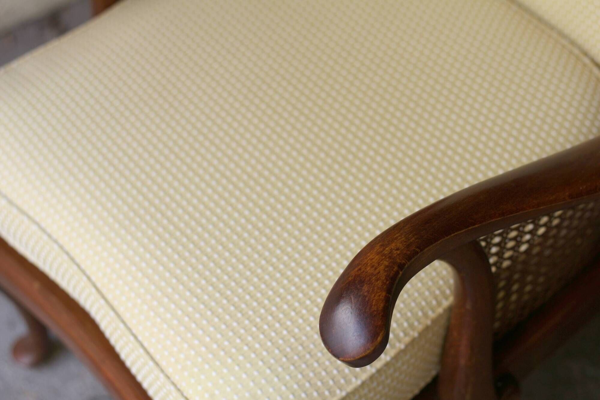 pair of mahogany and cane armchairs. English work (1960s).
