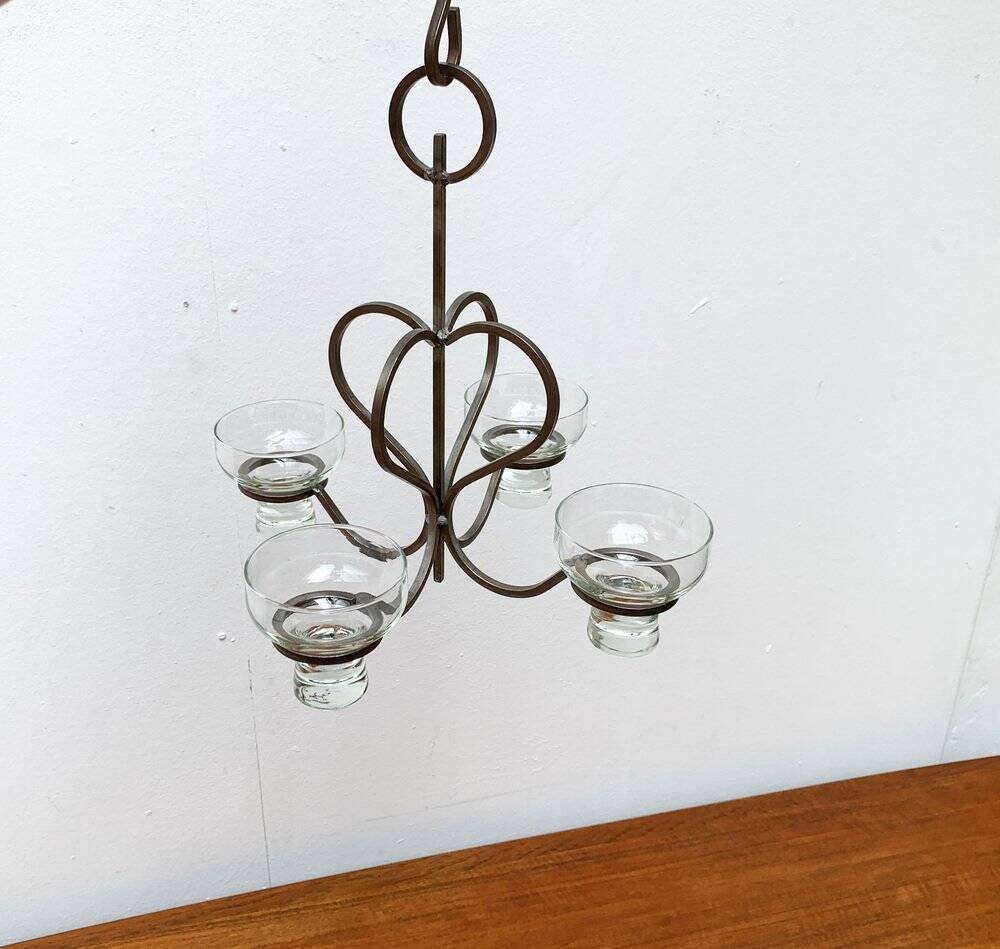 Bougeoir danois en métal et verre du milieu du siècle, années 1960
