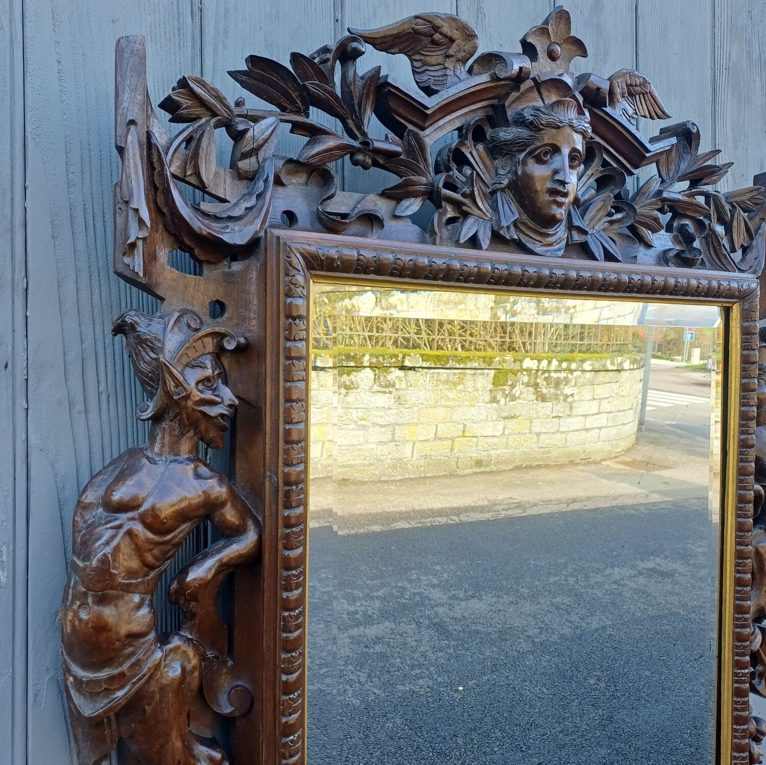 Mirror from an ancient castle, carved in Neo-Renaissance style.