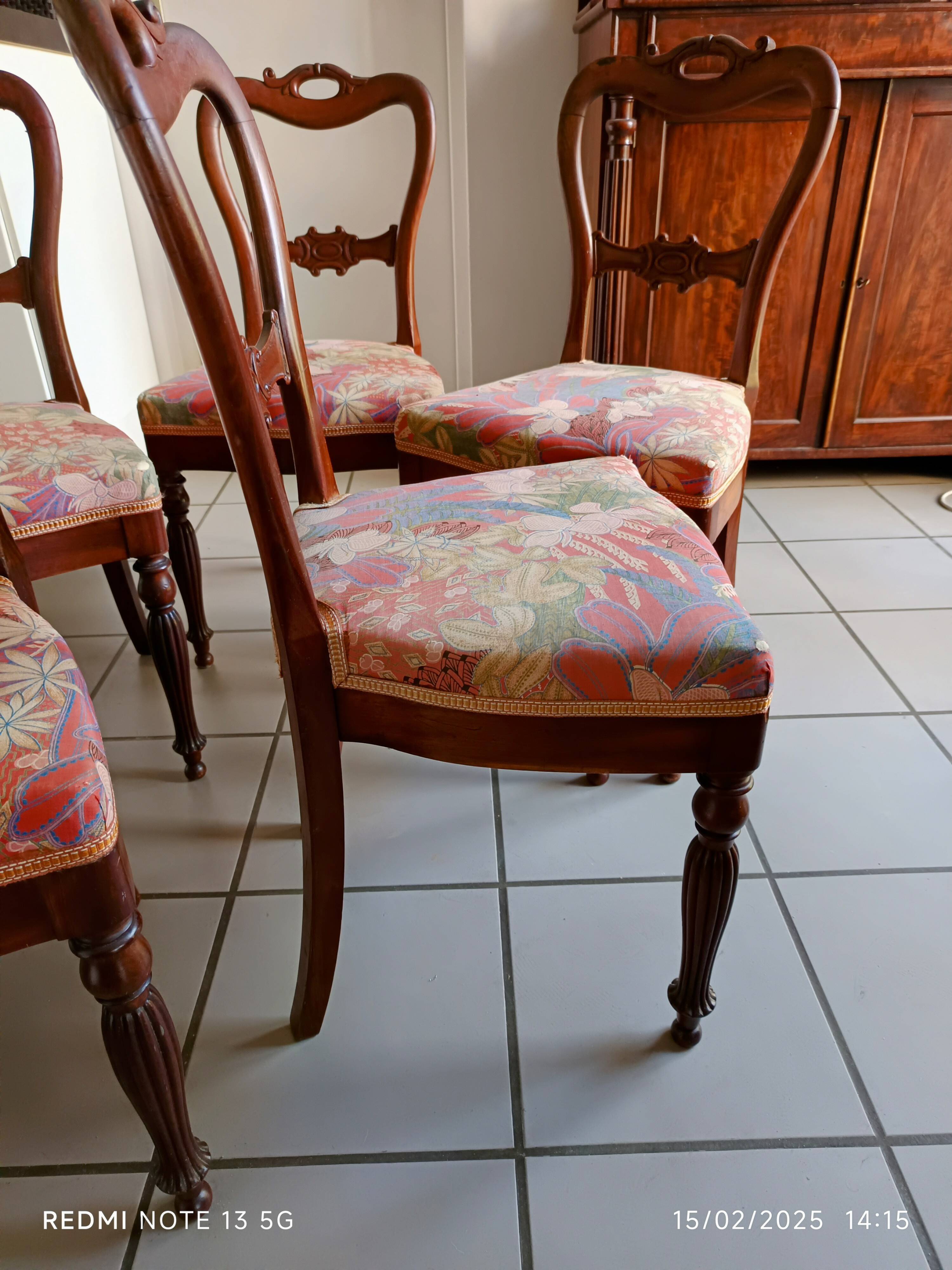Set of 5 19th century cacahogany chairs