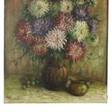 Nature morte de fleurs Dahlias signée M. Vierstraete
